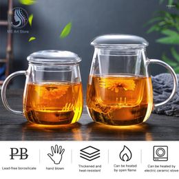 Wine Glasses Glass Teacup With Tea Infuser For Stove Office Heat Resistant Explosion Proof Milk Rose Flower Mug Cup Home