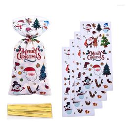 Gift Wrap 50pcs Santa Claus Crutch Bags Christmas Candy Cookie Xmas Packaging Plastic Pouch S Year