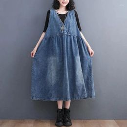 Casual Dresses Women's Solid Denim Long Dress Female Loose Jean For Women Summer Clothing Outfits