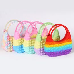 18.5*19.5*4.5cm Purse Silicone Sensory Push Bubble Fidget Bag Crossbody Bag Antistress Squeeze Toys Reliver Autism Handbag Coin Pouch for Kids 247