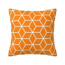 Pillow Orange Interlocked Hexagon Lattice Throw Luxury Decor Embroidered Cover Autumn Pillowcase S Home