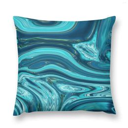 Pillow Abstract Ocean Waves Blue Marble Pattern Teal Swirls Throw Case Christmas Cusions Cover Covers