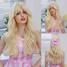 Synthetic Wigs NAMM Barbie Wig Long Blonde Wigs For Women Popular Synthetic Wig for Daily Cosplay Halloween High Density Hair Y240401