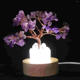 Night Lights Ornaments Amethyst Light Bedside Lamps Meditation Tree Crystal Decorative