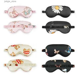 Sleep Masks 1Pc printing simulation silk sleep facial mask eye mask for travel relaxation sleep aid eye mask shadow eye mask Y240401