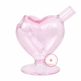 Latest Pink Smoking Bubbler Thick Glass LOVE Style Pipes Portable Pocket Mini Herb Tobacco Philtre Cigarette Bowl Holder Tube Waterpipe Bubble Hand Bong DHL