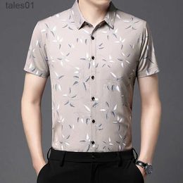 Men's Plus Tees Polos 2023 Summer Men Floral Shirt Man Printed Short Sleeve Dress Shirts yq240401