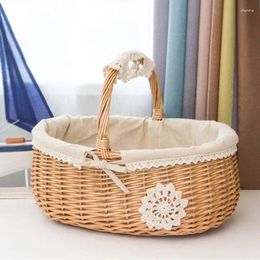 Storage Bags Handwoven Wicker Rattan Basket Box Picnic Fruit Flower Baskets Moistureproof And Mouldproof Organizer