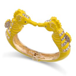 Bangles Fashion Beautiful Sea Horse Cuff Bracelet Statement Bangle for Women Girls Gold Plated with Enamel Bracelets Bangle Jewellery