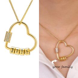 Necklaces Custom Crystal Heart Necklaces for Women Personalized Gold Chain Circle Beads Necklace Mother Kids Gift