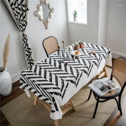 Table Cloth Geometric Tablecloth Linen Mantel Mesa Black And White For Pastoral Fresh Cover Nappe De