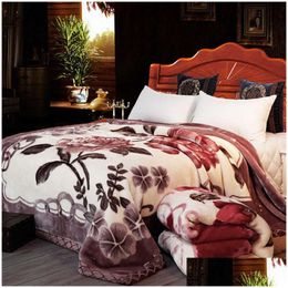 Blanket Layer Winter Thick Raschel Mink Weighted For Double Bed Soft Warm Drop Delivery Home Garden Textiles Dhjxo