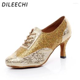 Dance Shoes DILEECHI Adult Female Latin Summer High-heeled Silver Friendship Square Dancing