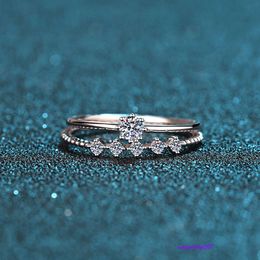 Designer charm sterling silver plated Pt950 gold female 10 Point Moissanite Stone Ring Eight Claw Pair Ring Diamond Ring Wedding gift