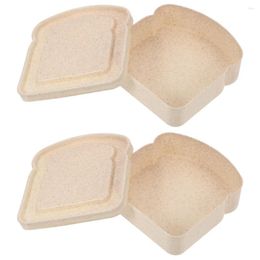 Plates 2 Pcs Sandwich Box Holder Little Containers Lids Small Toddler Air Tight Snack Kids Case Bread Outdoor