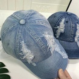 Ball Caps Women Baseball Cap Distressed Ripped Hole Adjustable Snapback Hat Hip Hop For Men Sports Cowboy Hats Gorras