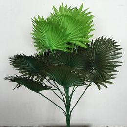 Decorative Flowers 60cm Simulated Large Fan Leaf Indoor Decoration Green Plants Brown Leaves Shooting Props Potted Fake Plant