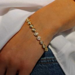 Chain Geometric Dots 5A Cubic Zirconia CZ Golden Womens Tennis Bracelet 2023 New Hot Sales Q240401