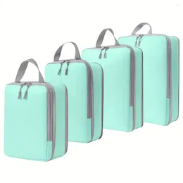 Storage Bags 4pcs Compression Luggage Packing Organiser Set Dacron Lightweight Handheld Cubes Clothing Underwear Shoes Bag