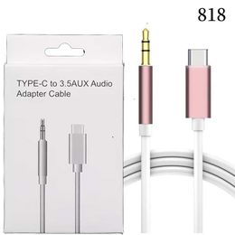 Type-C USB kabloları Erkek-3.5mm Jack Kulaklık Araba Stereo Aux Aux Audio Kablo Kablosu Adaptörü Moblie Telefon İle Retial Kutusu 818DD