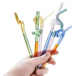 Drinking Straws Glass Drinkware Spiral Shape Drinks Environmentally Friendly Cute Gift For Home Kitchen Household