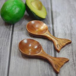 Tea Scoops Creative Wooden Fishtail Shaped Teaspoon Exquisite Teaware Accessories Shovel For Home Teahouse Kitchen Supplies