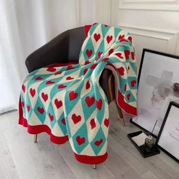 Wonderland Love Heart Knitted Blankets Bohemian Plaid Throw Blanket Sofa Cover Leisure Bed Cover Blanket Bedspread 240327