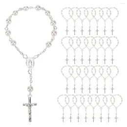 Chains 30Pcs Baptism Rosary Beads Finger Rosaries Faux Pearls For Favours Christening Communion