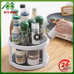Kitchen Storage Attractive Condiment Shelf 3 Sizes Spice Tray Easy Rotating To Use Space-saving W4w1
