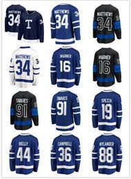 Hockey Jerseys Auston Matthews 34 Marner 16 John Tavares 91 Nylander 88 Rielly 44 Campbell 36 Spezza 19 Blue Third Black 2024 St. Patricks Alternate Jersey Stitched