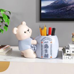 Decorative Figurines Zhaocai Bear Penholder Decoration Home Light Luxury High End Living Room Makeup Brush Storage Children's Housewa