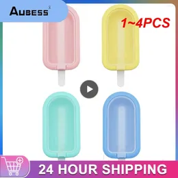 Baking Moulds 1-4PCS Silicone Ice Cream Makers Mold With Cover And Stickers Kitchen Accessories Lovely Heart Mould Machine