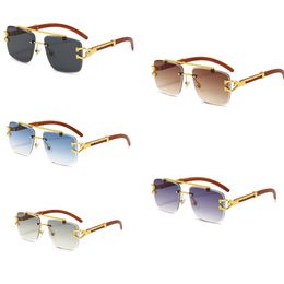 latest sunglasses frame golden decorative double beam glasses frame imitation wood sunshade uv protection driving square gradient Grey sunglasses