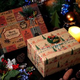 Gift Wrap 5 Sheets 70x50cm Christmas Wrapping Kraft Paper Elements Present DIY Packing Wraps For Birthday Xmas Party Holid