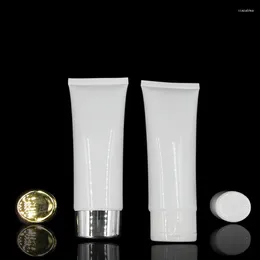 Storage Bottles Empty 100G 100ML Plastic Squeeze Tube White Makeup Packaging Facial Cleanser Hand Cream Emulsion Refillable Soft