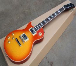 Factory Custom Left Handed Cherry Sunburst Electric Guitar With Chrome HardwareFlame Maple VeneerCan be Customized8268377
