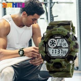 SKMEI Outdoor Sport Watch Men Alarm Clock 5Bar Waterproof Military Watches LED Display Shock Digital Watch reloj hombre 1019 201132503