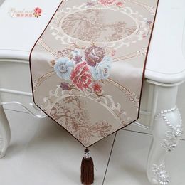 Table Runner Proud Rose Europe Type Jacquard High Grade Decorative With Tassels Chinese Style Cloth Decor