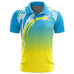 Men's Polos Youth Vitality Elements Lapel Short Sleeve Shirt Fashion Simple Print Sports Fitness Badminton Tennis Table