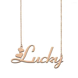 Pendant Necklaces Lucky Name Necklace Custom Nameplate For Women Girls Friends Birthday Wedding Christmas Mother Days Gift