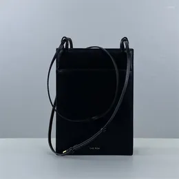 Bag The Unisex Black Cowhide ROW Simple And Versatile Shoulder Crossbody Mobile Phone