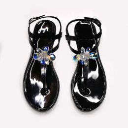 Boots Fashion PVC Shoes Jelly Sandals Women Flats Summer Shoes 2021 Beach Modern Sandals Flat with Plastic Crystal Shoes Woman