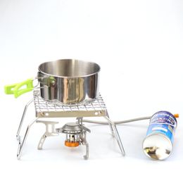 Outdoor 304 stainless steel stove head bracket portable folding barbecue rack set pot rack small mini steam stove