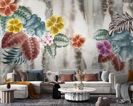 Wallpapers Wall Stickers Custom Wallpaper Murals Hand Painted Watercolour Plants Flowers TV Sofa Background Papel De Parede