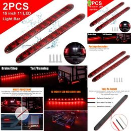 2024 2Pcs 15-Inch 11Led Red Sealed Trailer Truck Light Bar Stop Tail Rear Turn Brake Light Bar Ip65 Waterproof