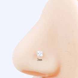 Jewelry 20Pcs/Pack 925 Sterling Silver Nose Stud Square CZ Nostril Pin Bone Fashion Straight Nose Piercing Body Jewelry