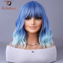 Synthetic Wigs European and American wig with bangs Coloured short curly corn hot Bob short wig headpiece Y240401