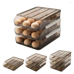 Storage Bottles Home Kitchen Egg Box Refrigerator Fresh Creative Translucent PET Multi-Layer Rolling Drawer Organiser Rack