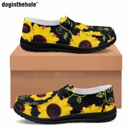 Casual Shoes Doginthehole Men's Summer Art Sunflower Design Business Loafers Male Fashion Brand Comfor Slip On Flat