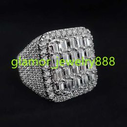 Factory Custom vvs Moissanite Ring Pass Diamond Test Custom Baguette Pendant 925 Silver Rings For Men